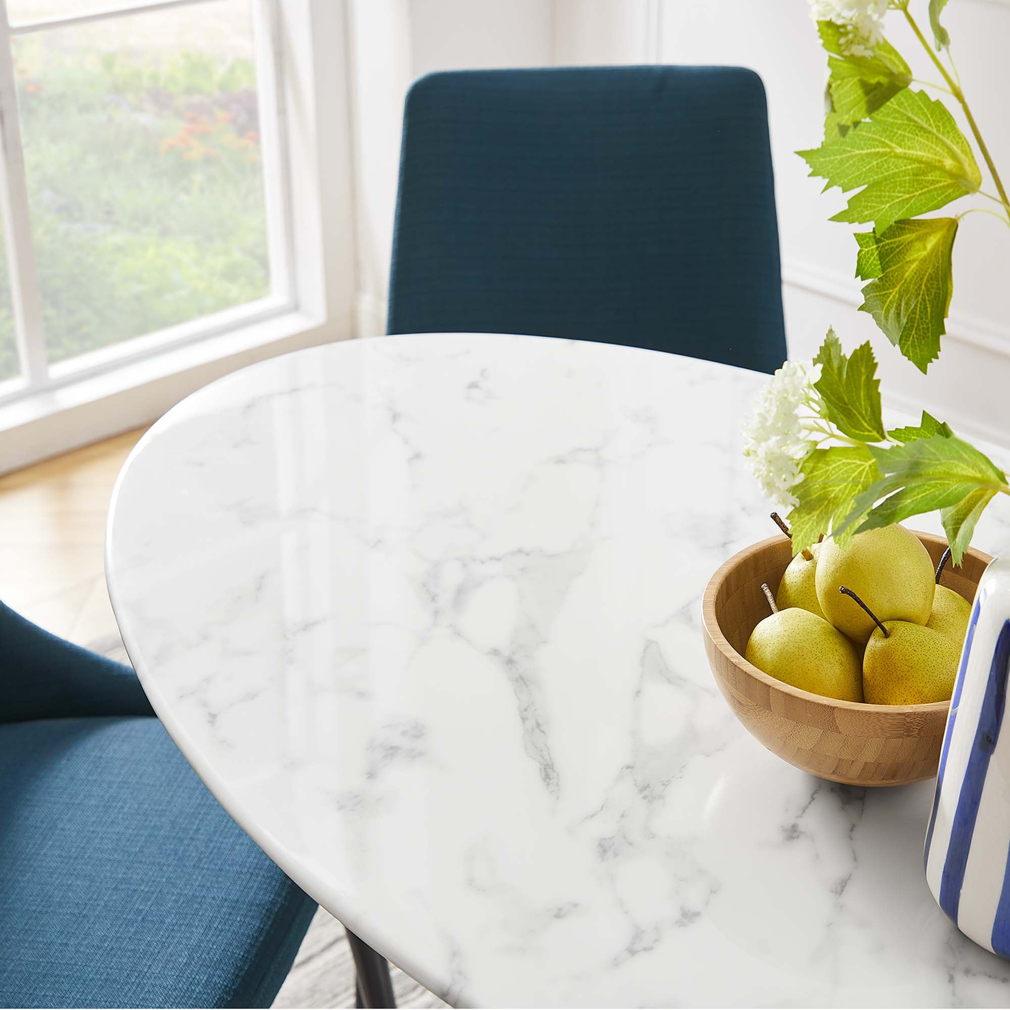 Lippa 48" Oval Faux Marble Dining Table - White