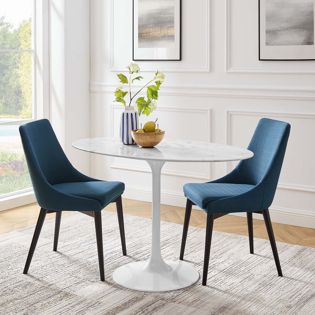 Lippa 48" Oval Faux Marble Dining Table - White
