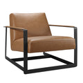 Seg Vegan Leather Accent Chair - Tan
