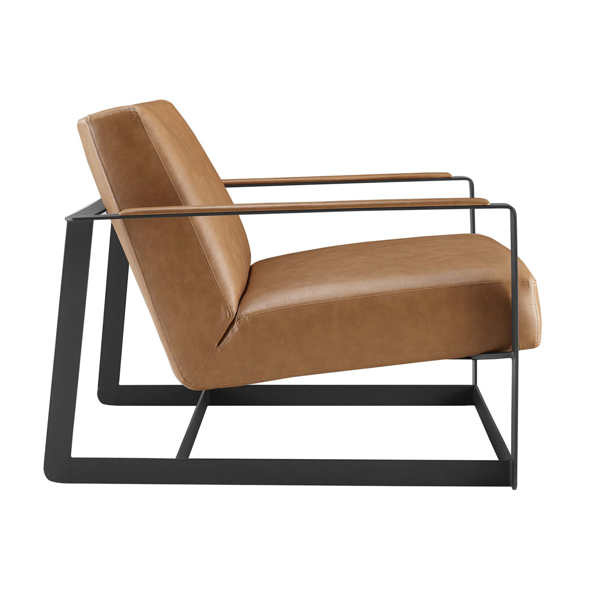 Seg Vegan Leather Accent Chair - Tan