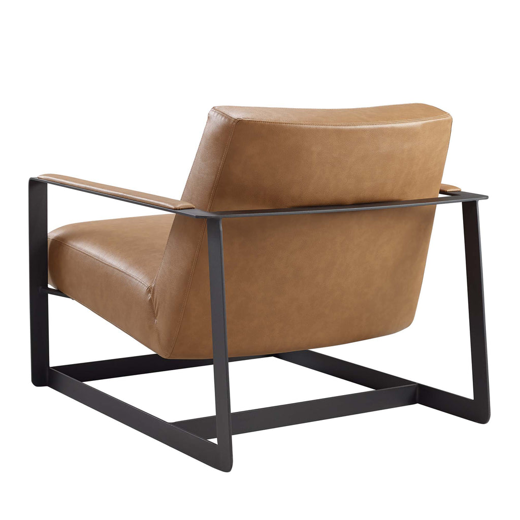 Seg Vegan Leather Accent Chair - Tan