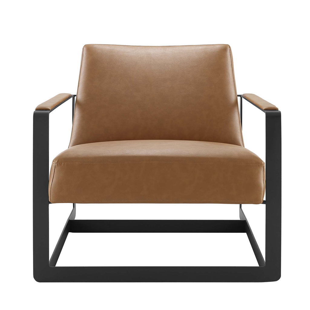 Seg Vegan Leather Accent Chair - Tan