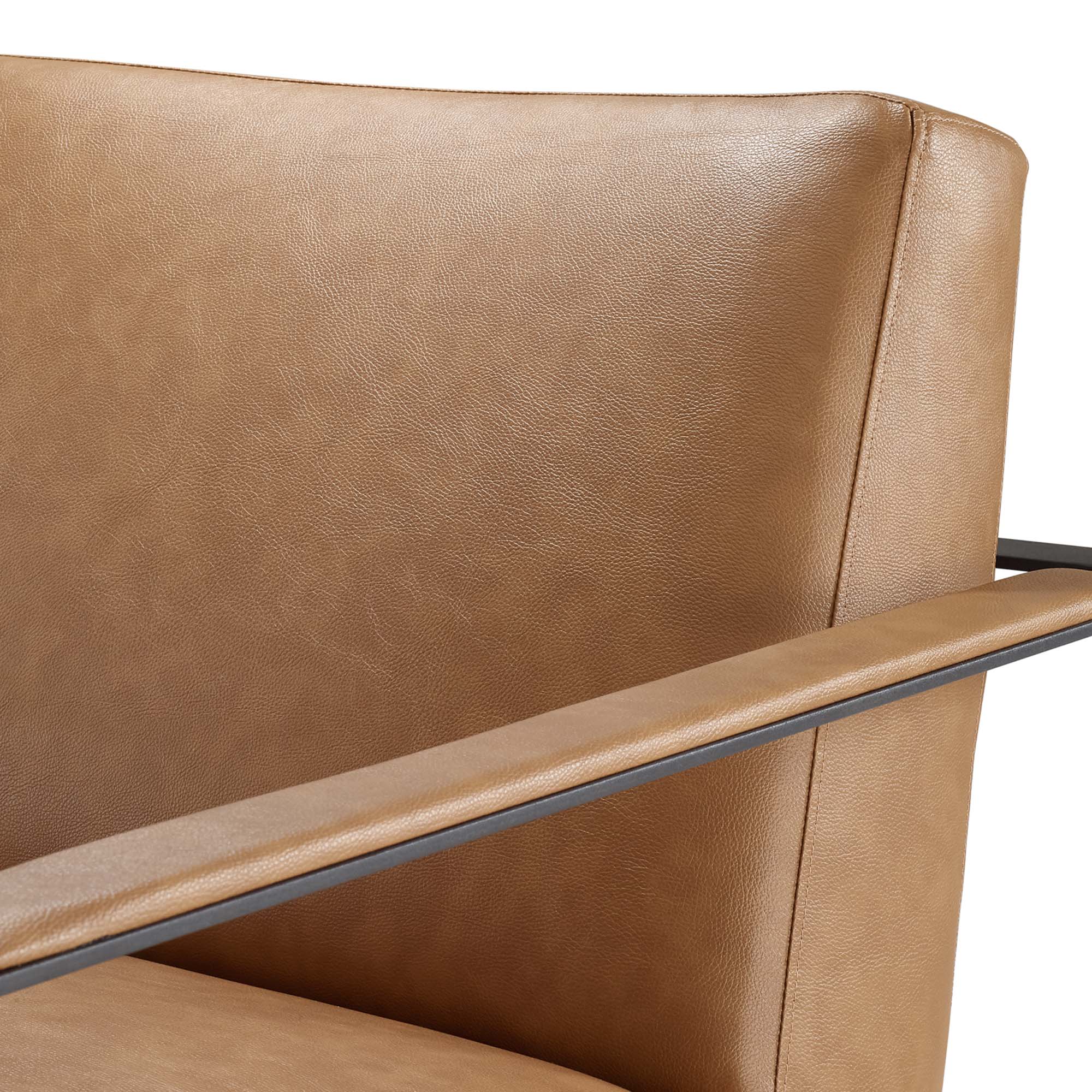 Seg Vegan Leather Accent Chair - Tan