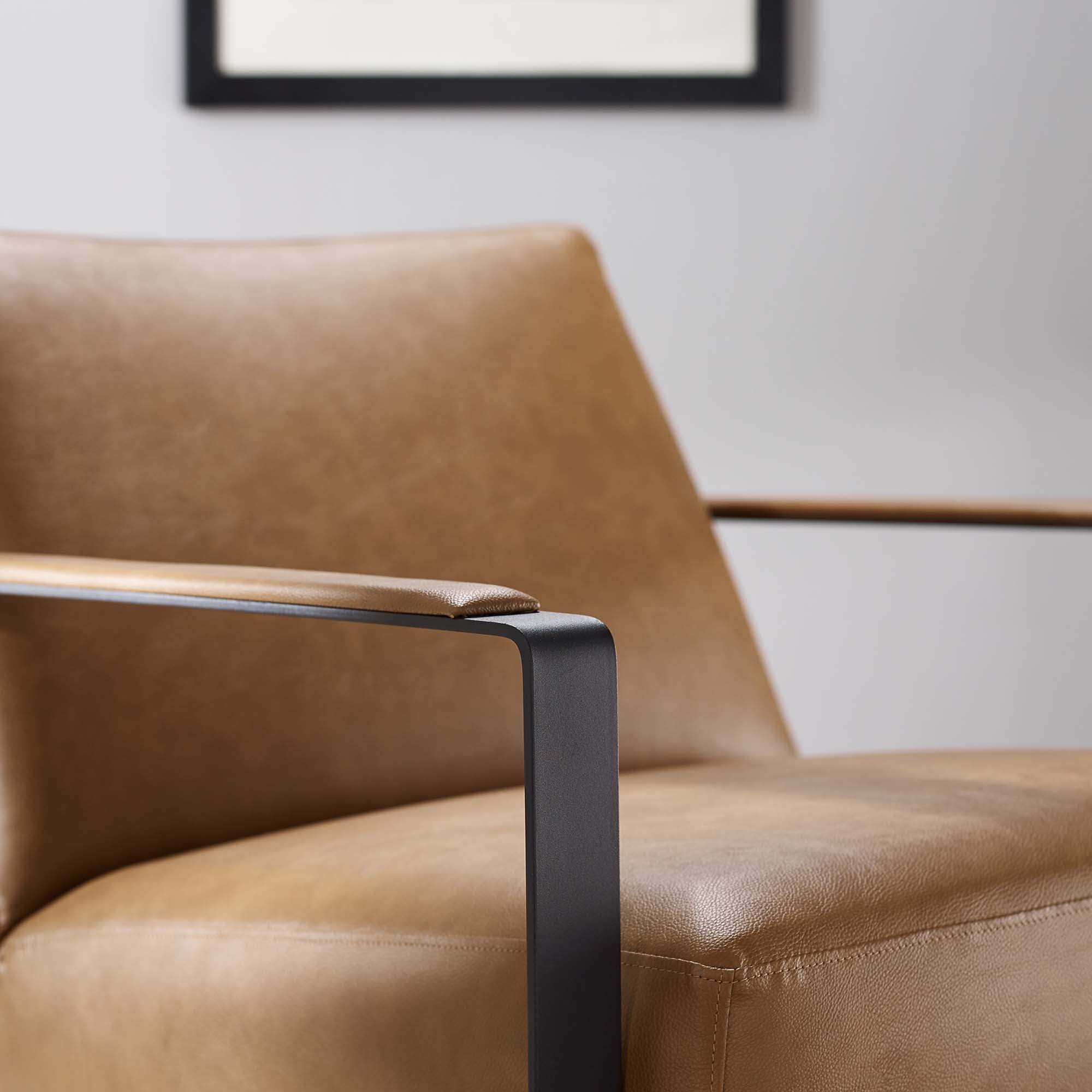 Seg Vegan Leather Accent Chair - Tan