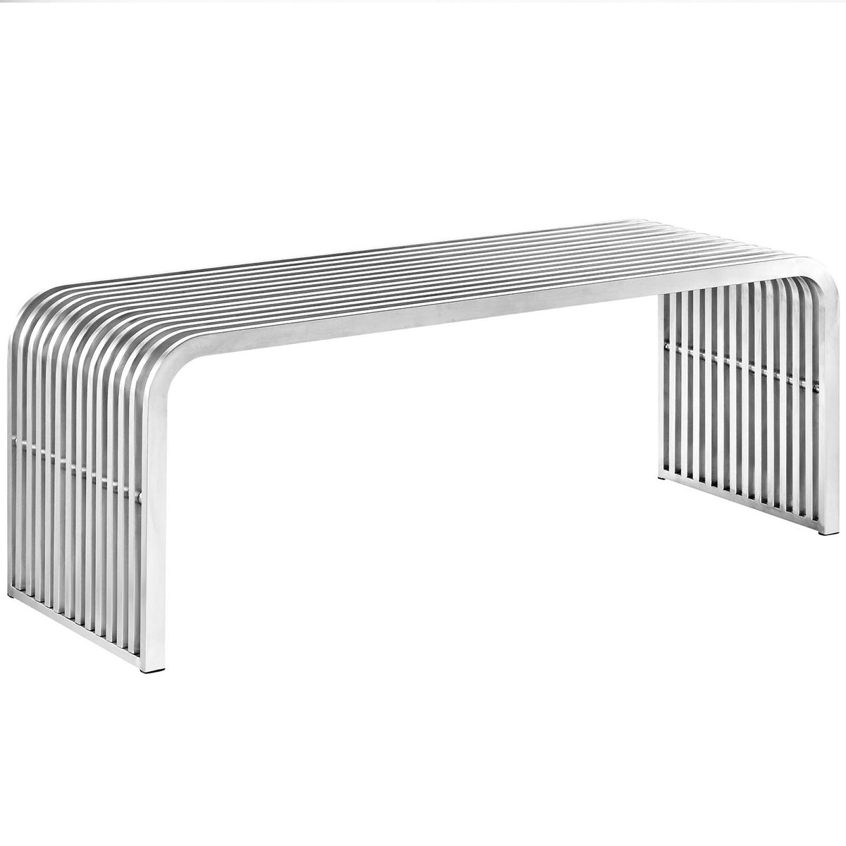 Pipe 47" Stainless Steel Bench - Silver