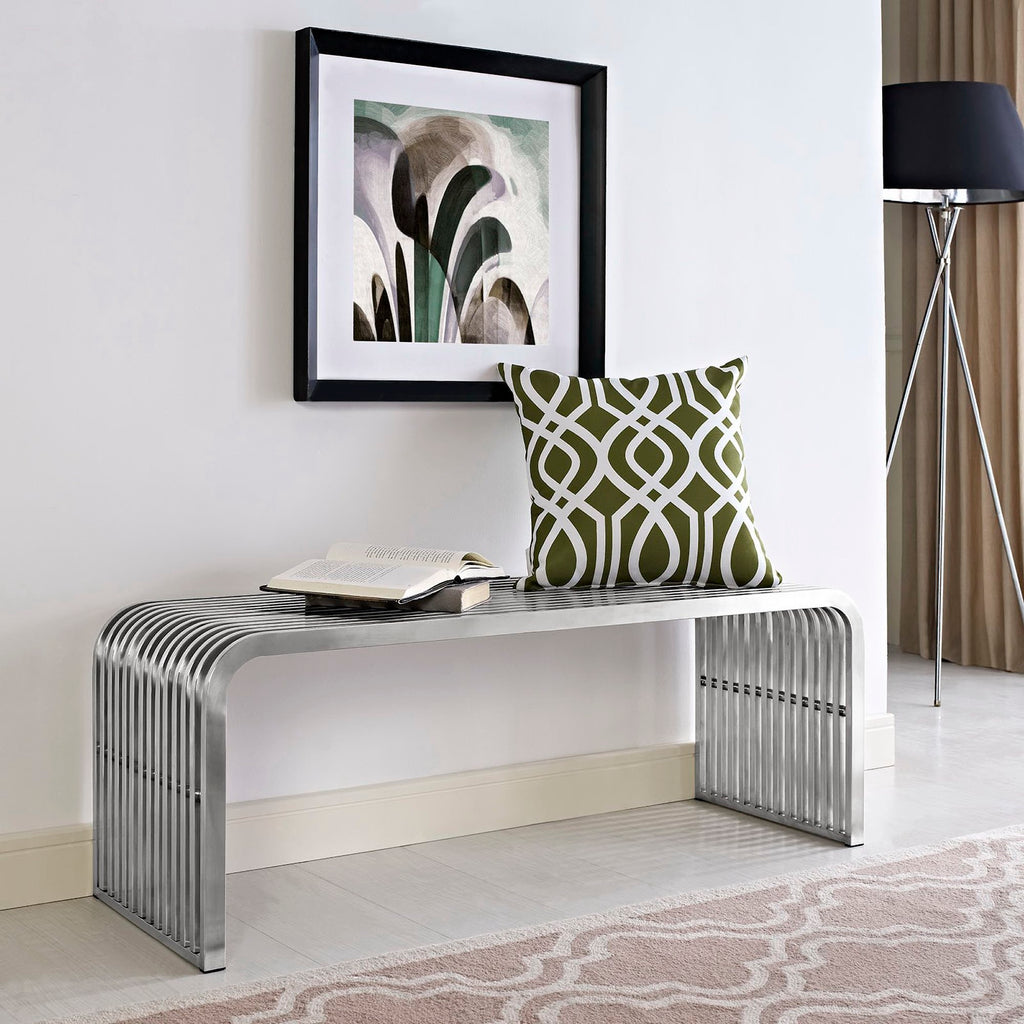 Pipe 47" Stainless Steel Bench - Silver