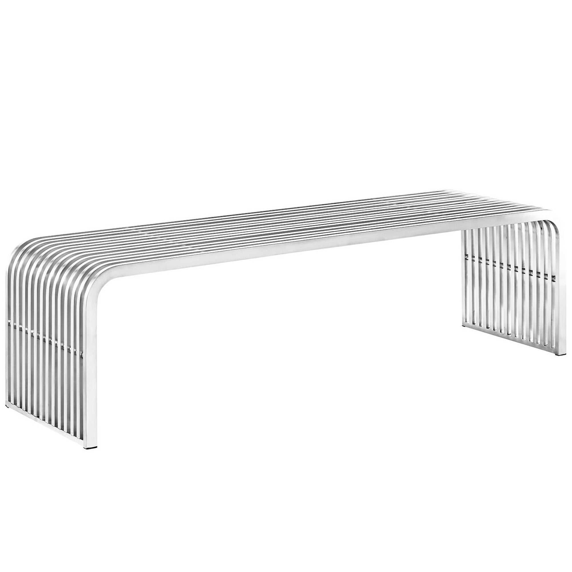 Pipe 60" Stainless Steel Bench - Silver