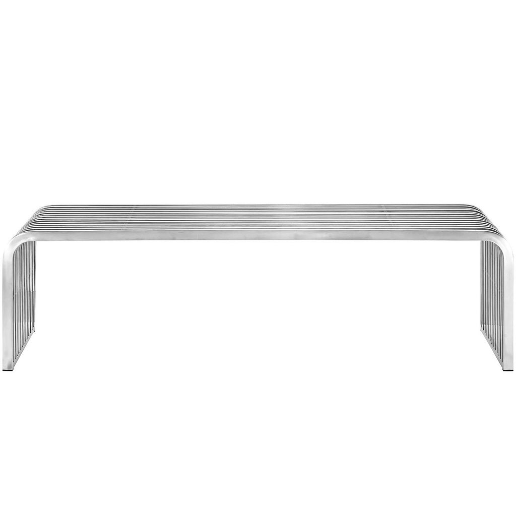 Pipe 60" Stainless Steel Bench - Silver