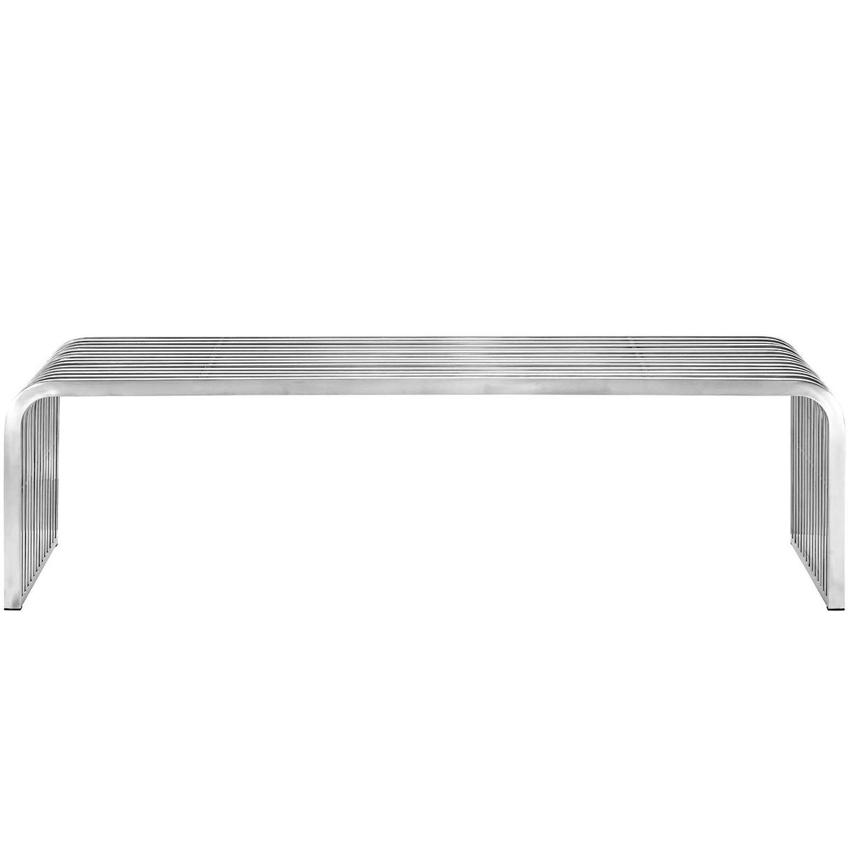 Pipe 60" Stainless Steel Bench - Silver