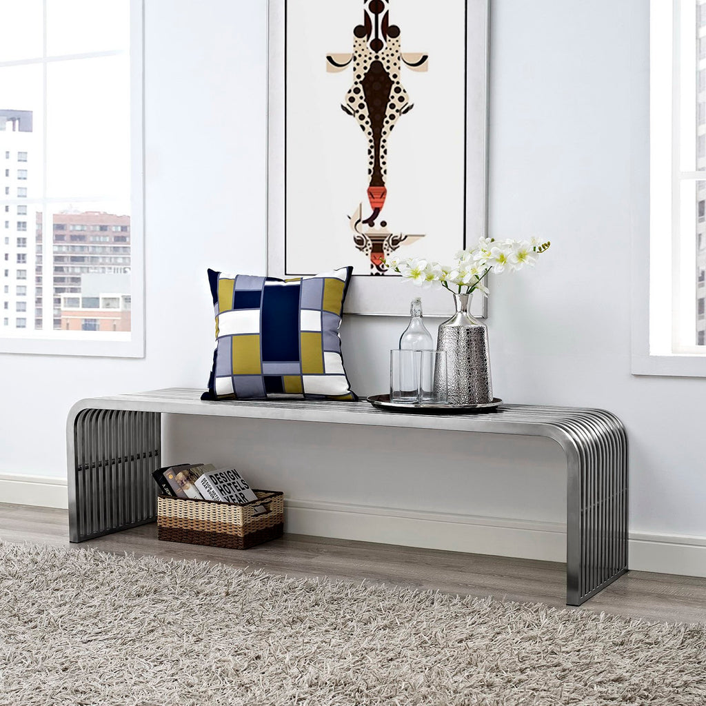 Pipe 60" Stainless Steel Bench - Silver