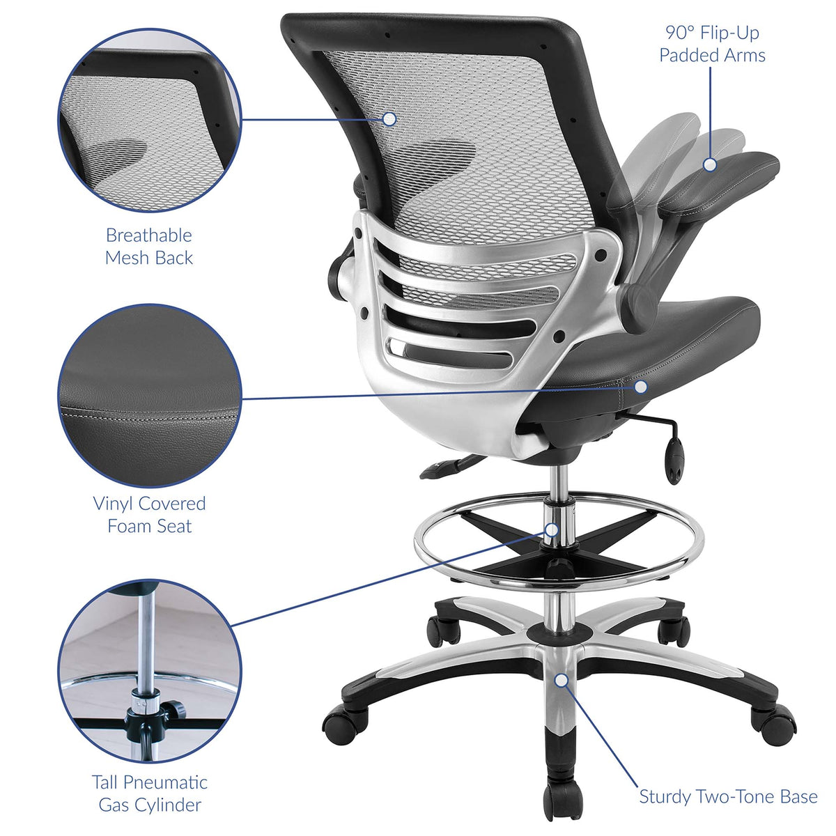 Edge Drafting Chair - Gray
