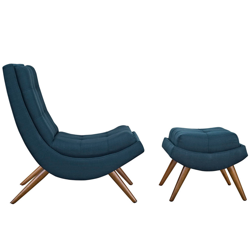Ramp Upholstered Fabric Lounge Chair Set - Azure