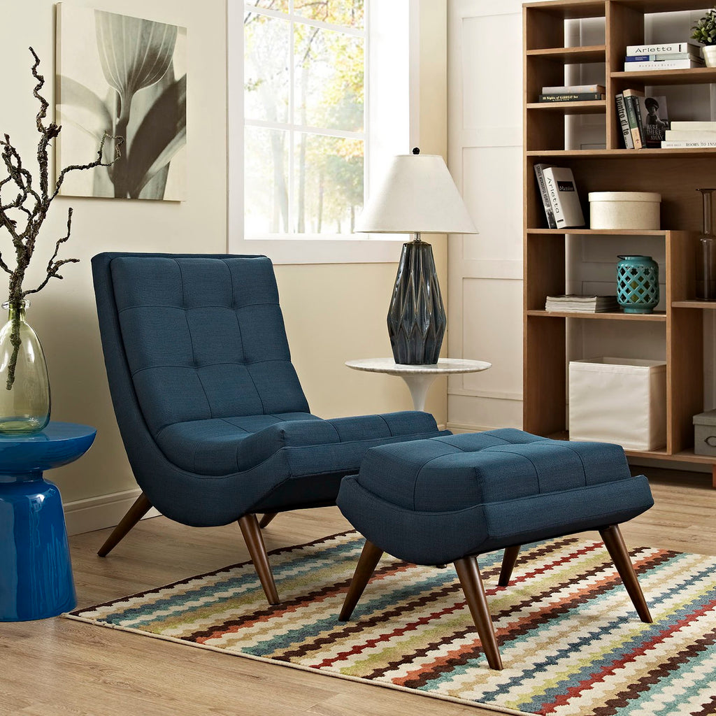 Ramp Upholstered Fabric Lounge Chair Set - Azure