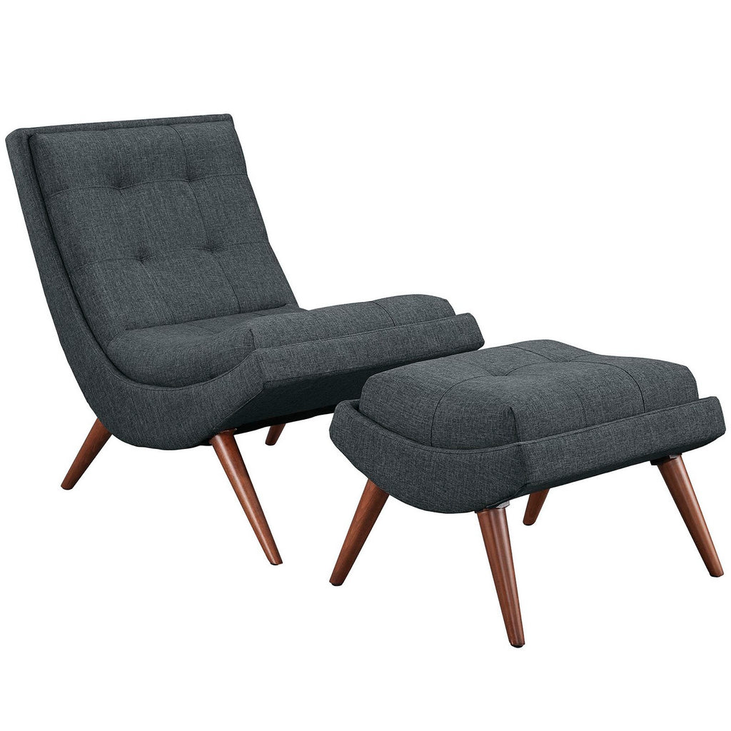 Ramp Upholstered Fabric Lounge Chair Set - Gray