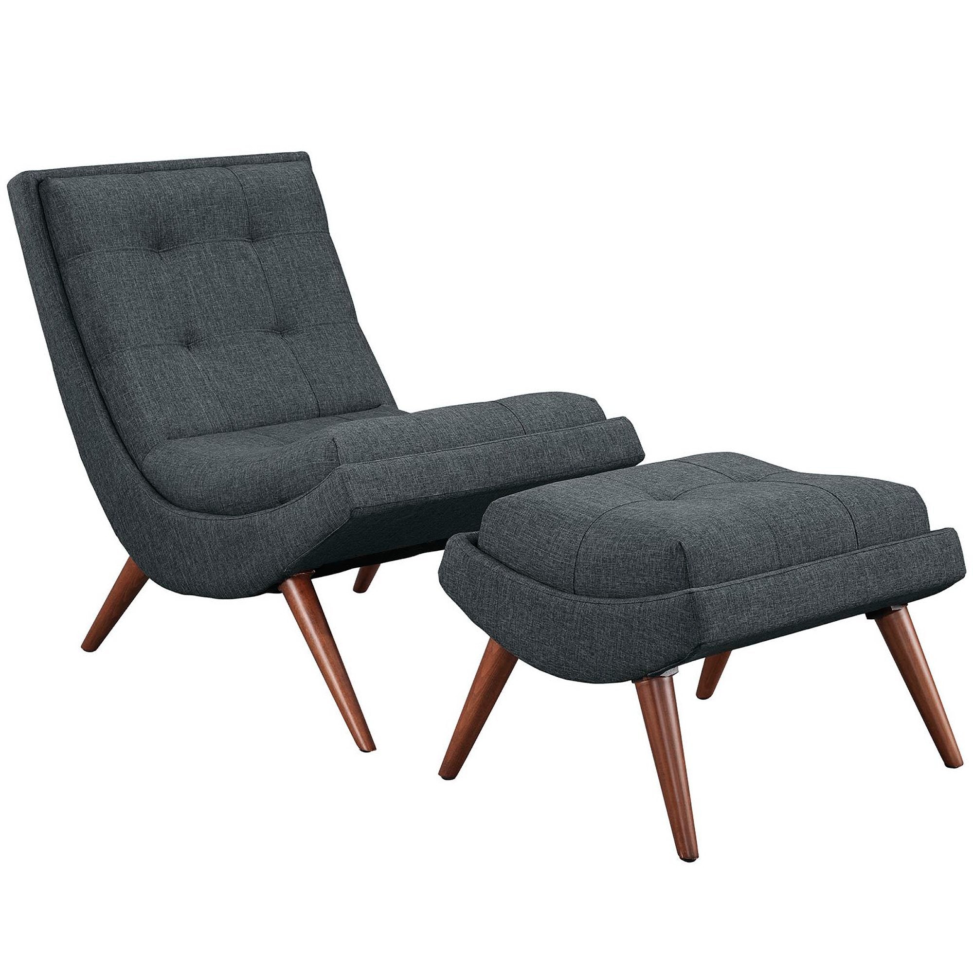 Ramp Upholstered Fabric Lounge Chair Set - Gray