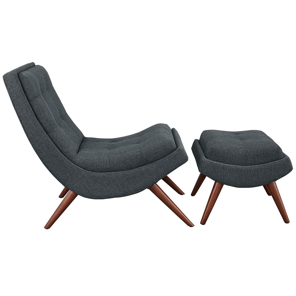 Ramp Upholstered Fabric Lounge Chair Set - Gray