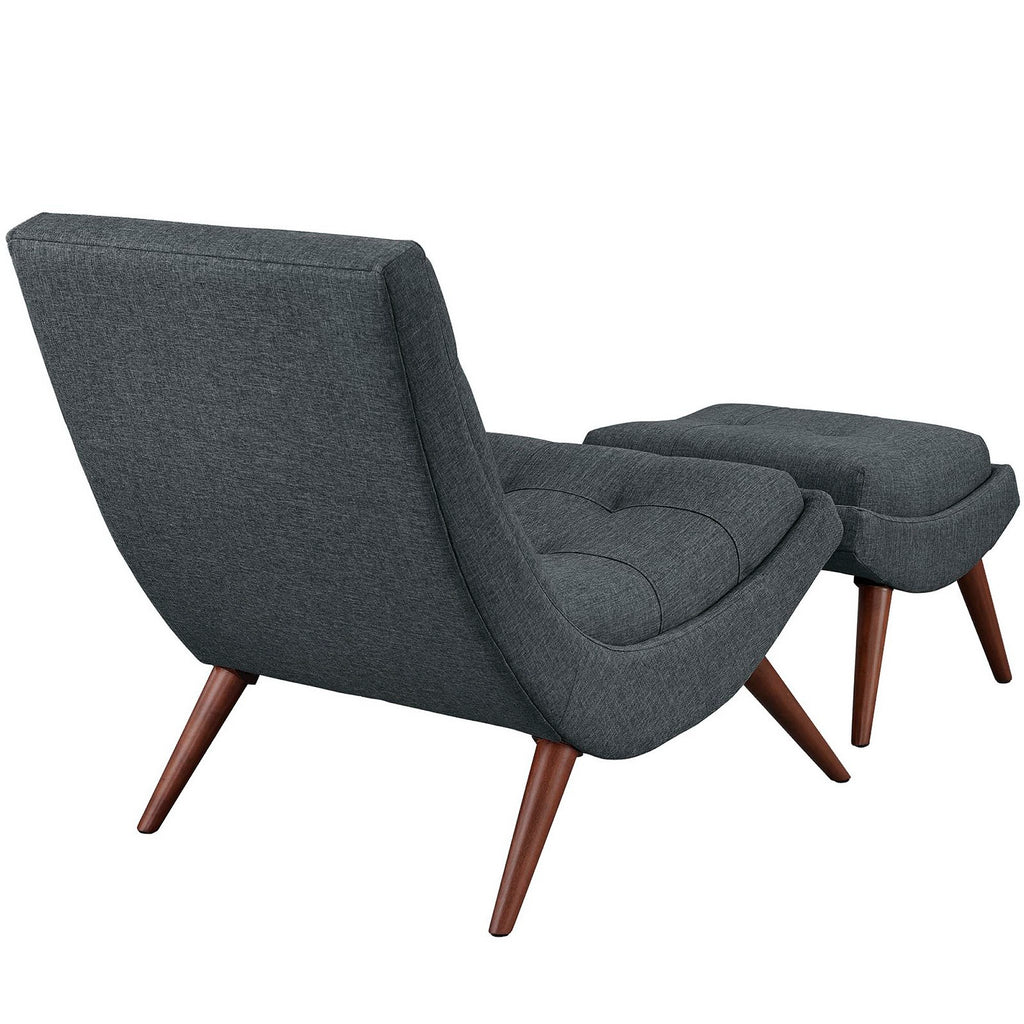 Ramp Upholstered Fabric Lounge Chair Set - Gray