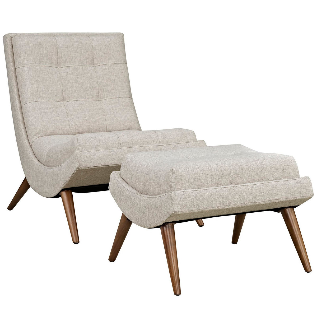 Ramp Upholstered Fabric Lounge Chair Set - Sand