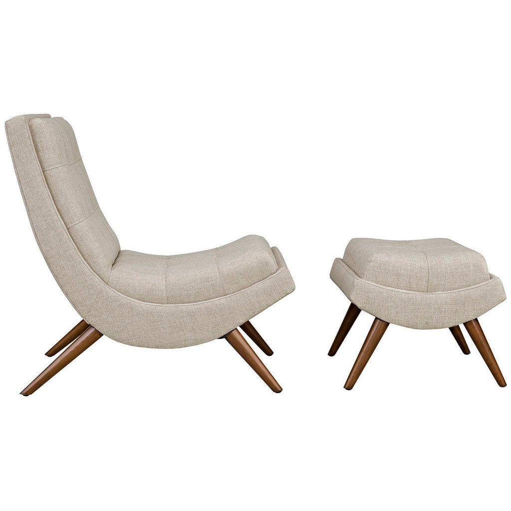 Ramp Upholstered Fabric Lounge Chair Set - Sand