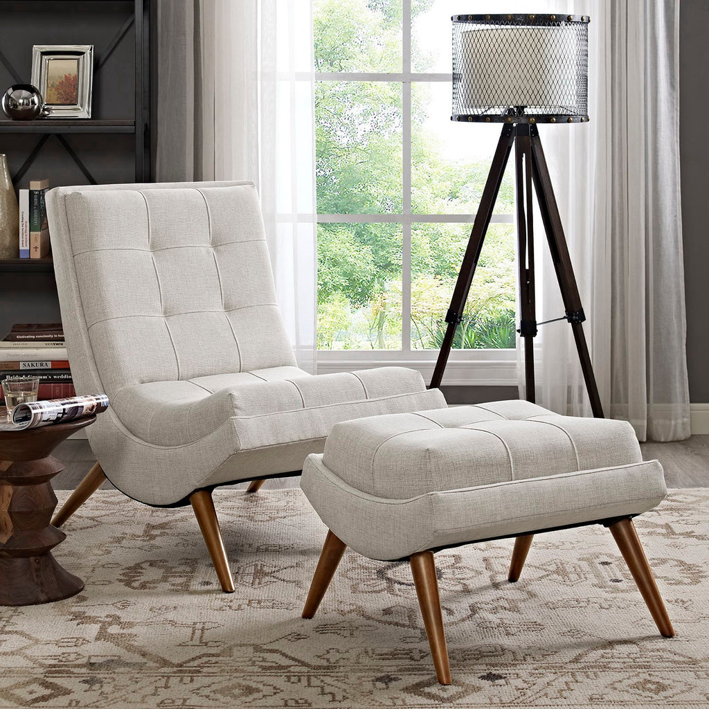 Ramp Upholstered Fabric Lounge Chair Set - Sand