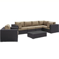 Convene 7 Piece Outdoor Patio Sectional Set - Espresso Mocha (Armchair, 2 Armless, Coffee Table, 3 Corners)