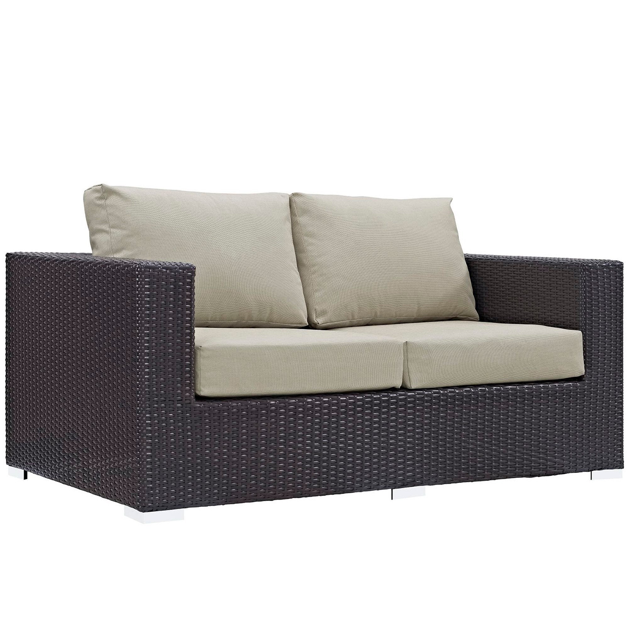 Convene 5 Piece Outdoor Patio Sofa Set - Espresso Beige