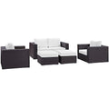 Convene 5 Piece Outdoor Patio Sofa Set - Espresso White