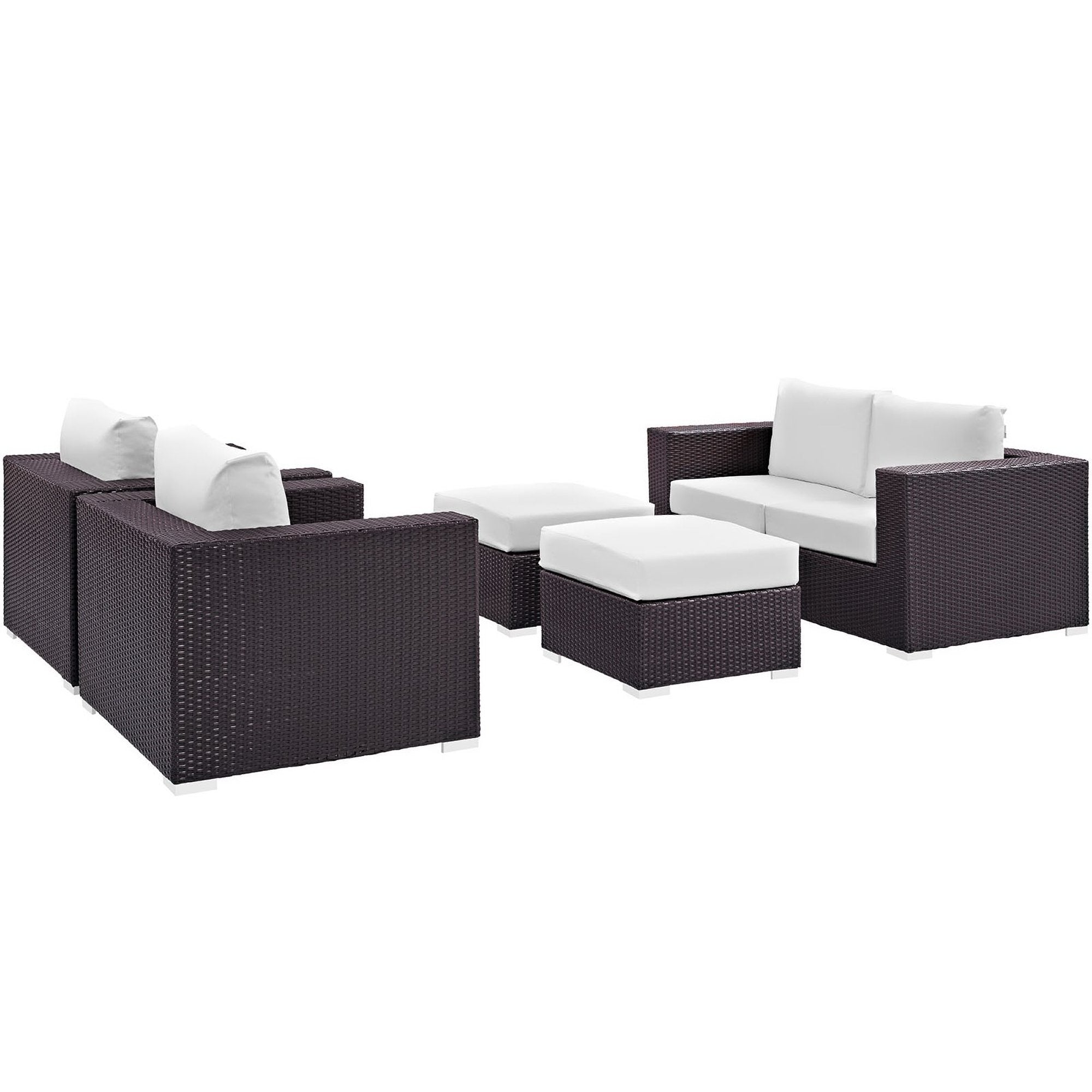 Convene 5 Piece Outdoor Patio Sofa Set - Espresso White