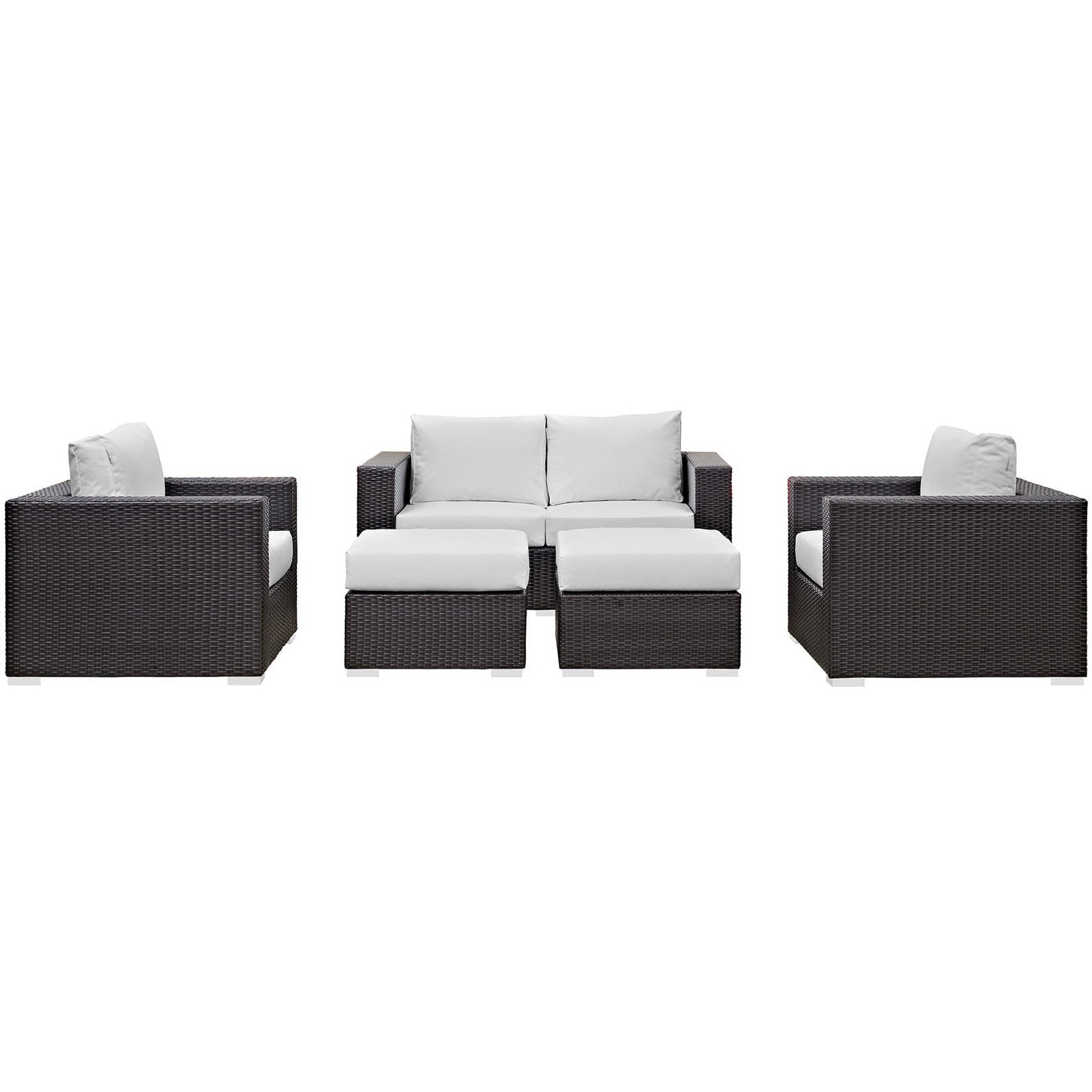 Convene 5 Piece Outdoor Patio Sofa Set - Espresso White