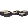 Convene 8 Piece Outdoor Patio Sofa Set - Espresso Beige
