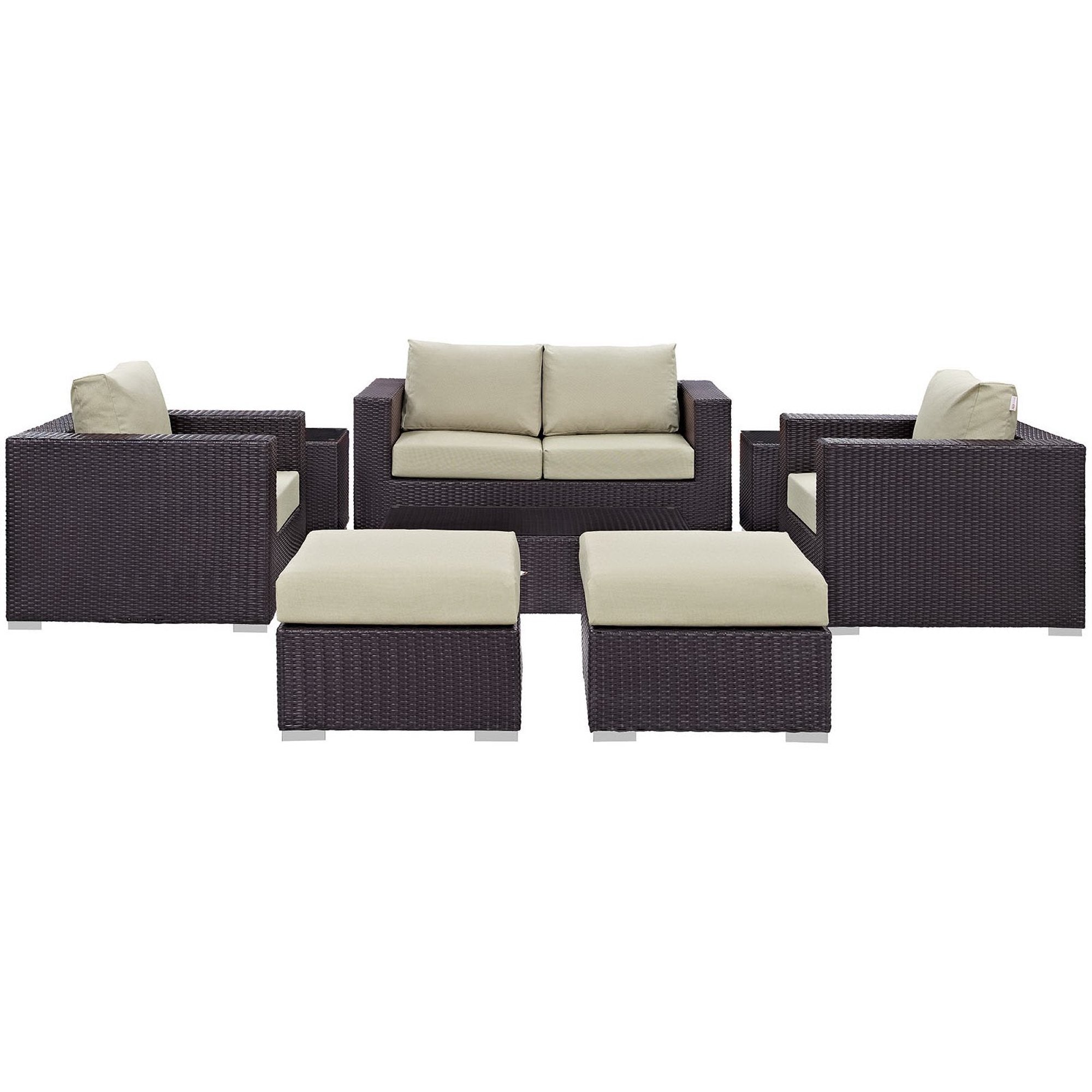 Convene 8 Piece Outdoor Patio Sofa Set - Espresso Beige