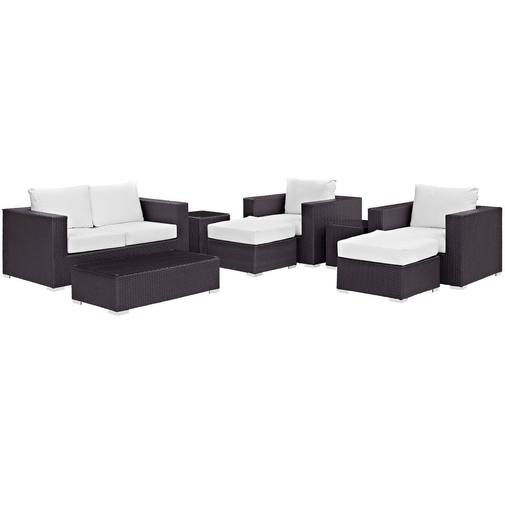 Convene 8 Piece Outdoor Patio Sofa Set - Espresso White