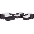 Convene 8 Piece Outdoor Patio Sofa Set - Espresso White