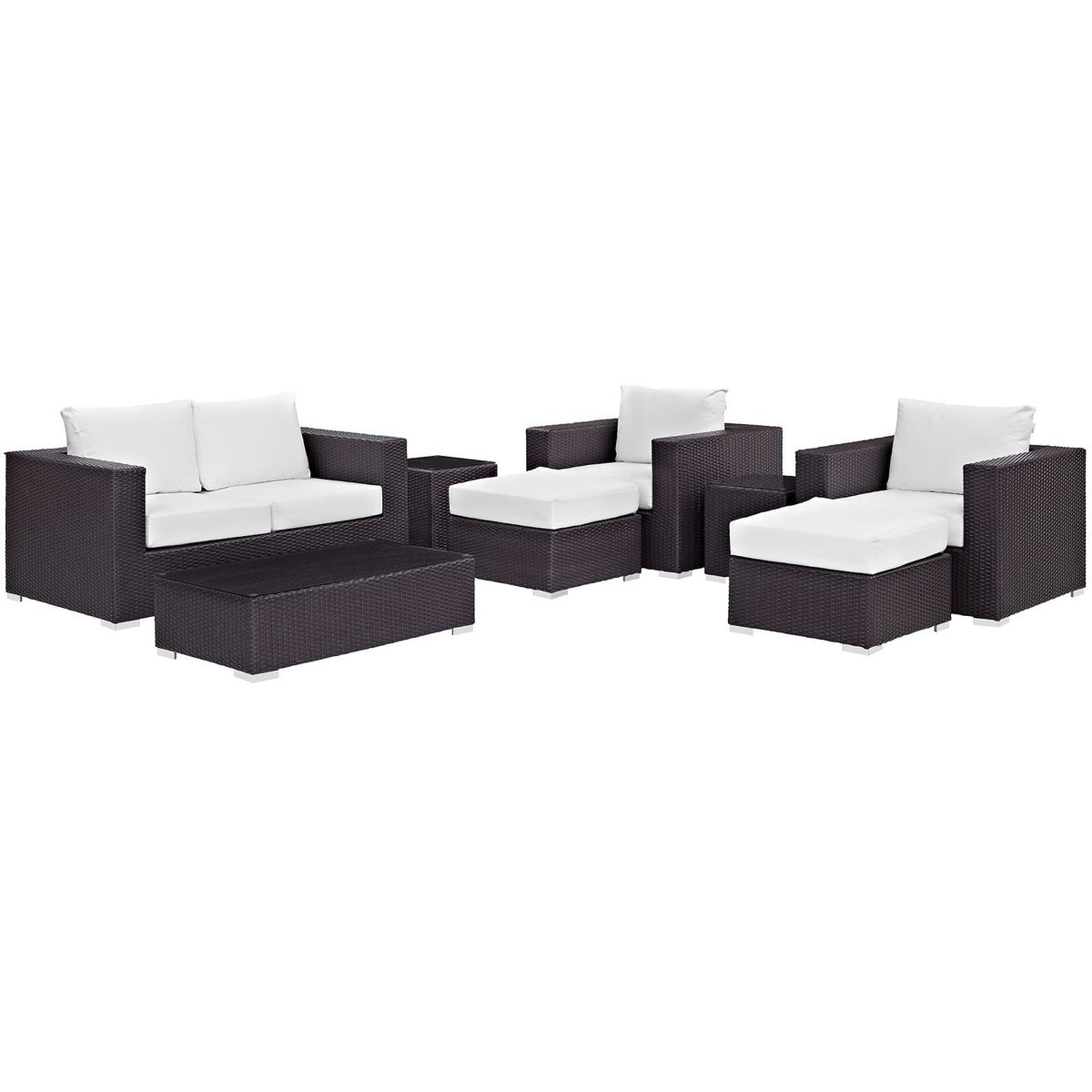 Convene 8 Piece Outdoor Patio Sofa Set - Espresso White