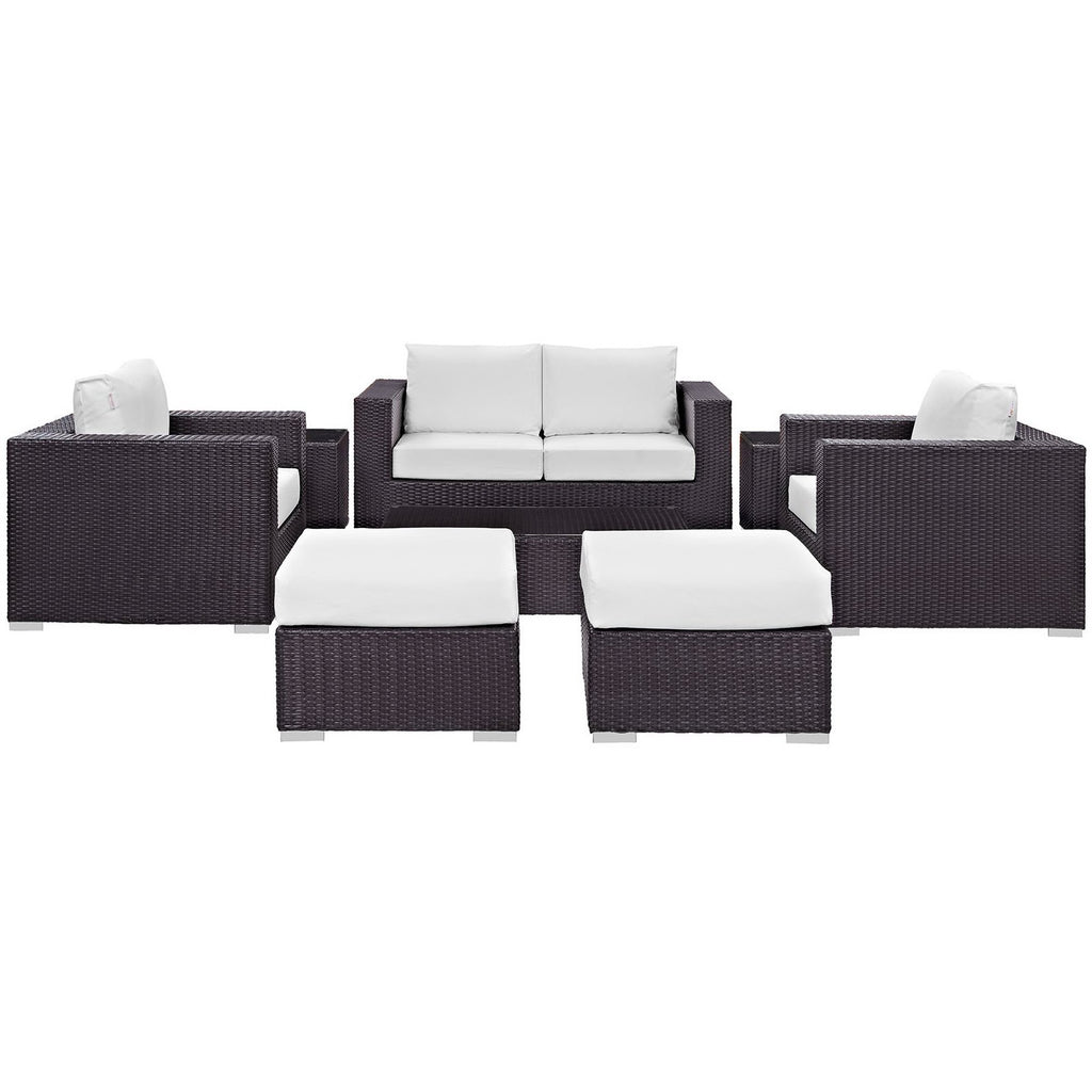 Convene 8 Piece Outdoor Patio Sofa Set - Espresso White