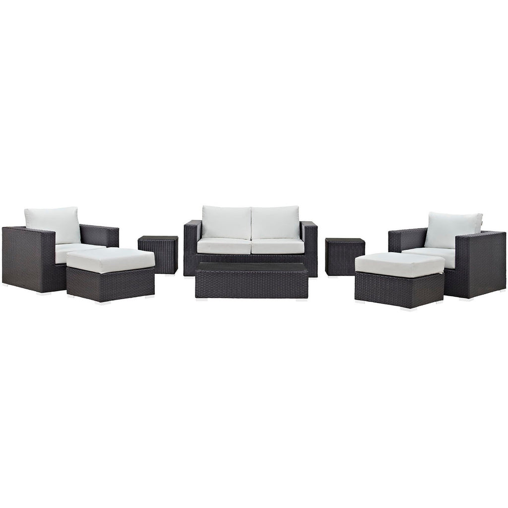 Convene 8 Piece Outdoor Patio Sofa Set - Espresso White