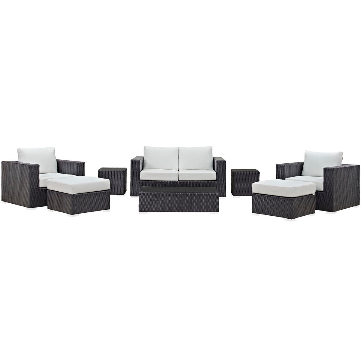 Convene 8 Piece Outdoor Patio Sofa Set - Espresso White
