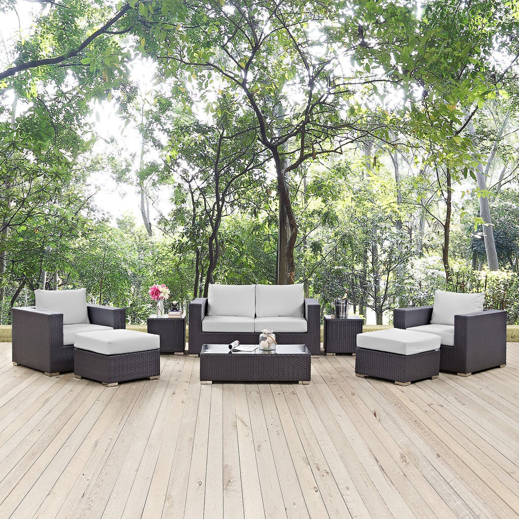 Convene 8 Piece Outdoor Patio Sofa Set - Espresso White
