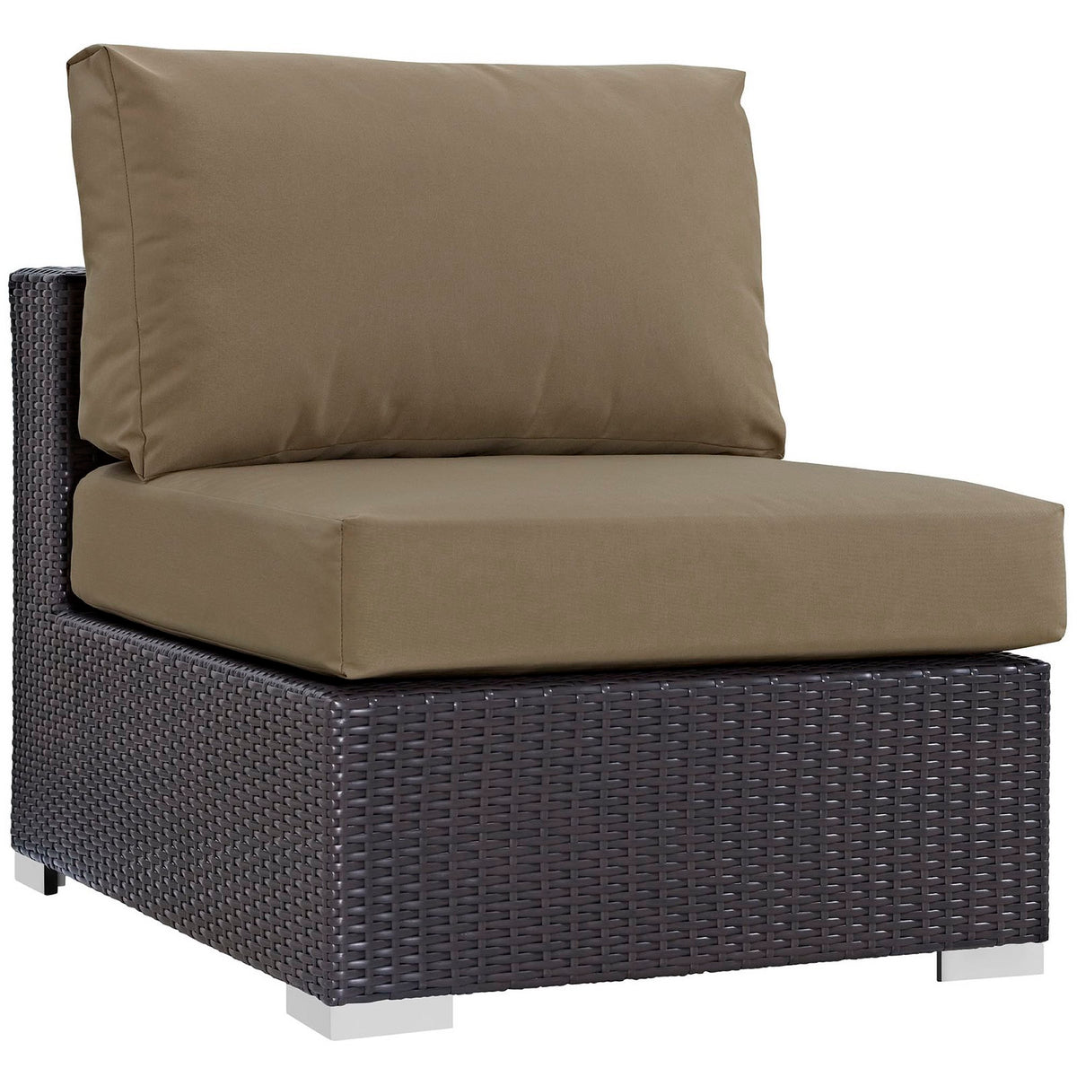 Convene 7 Piece Outdoor Patio Sectional Set - Espresso Mocha (4 Armless, Coffee Table, 2 Corners)