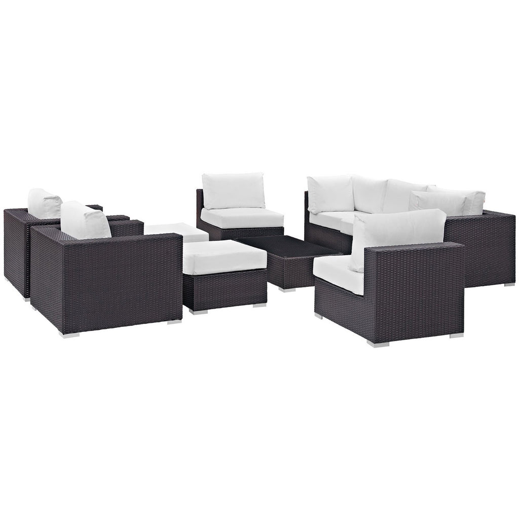 Convene 10 Piece Outdoor Patio Sectional Set - Espresso White