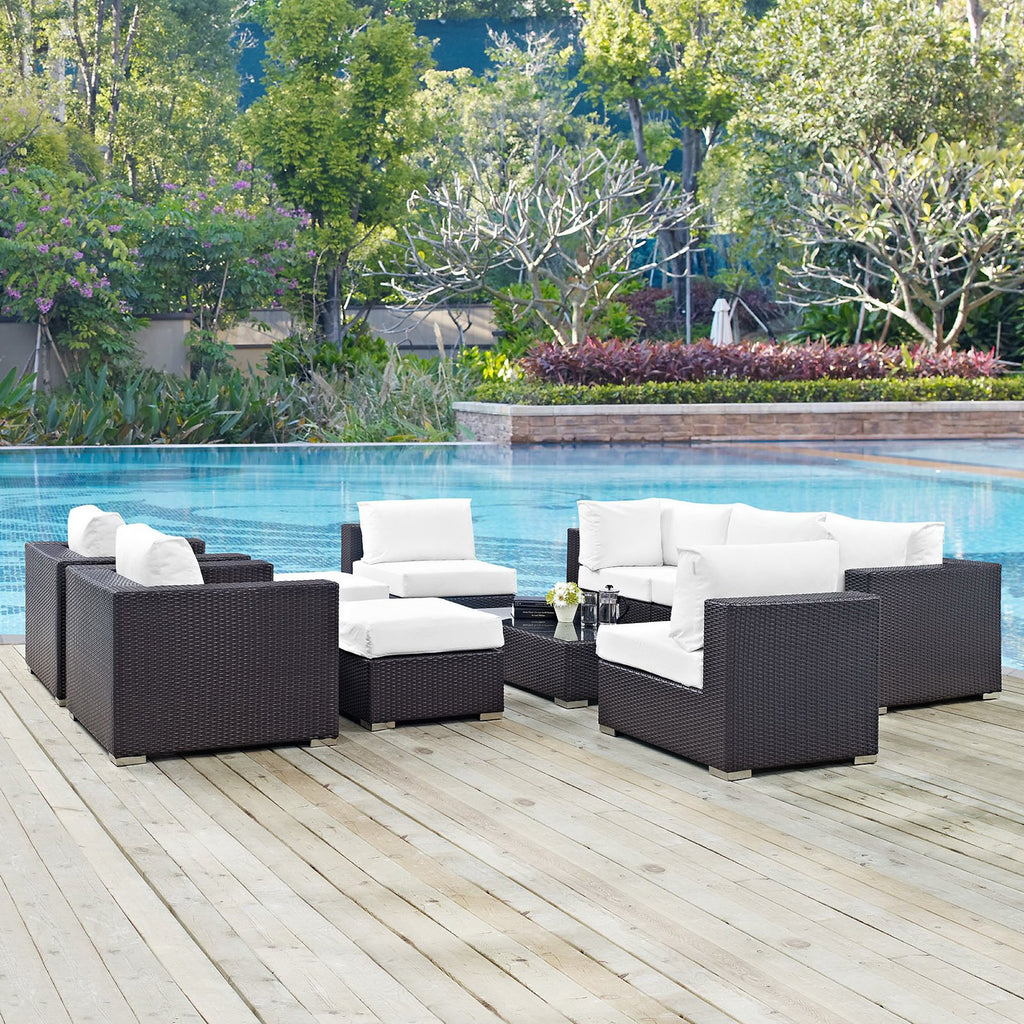 Convene 10 Piece Outdoor Patio Sectional Set - Espresso White
