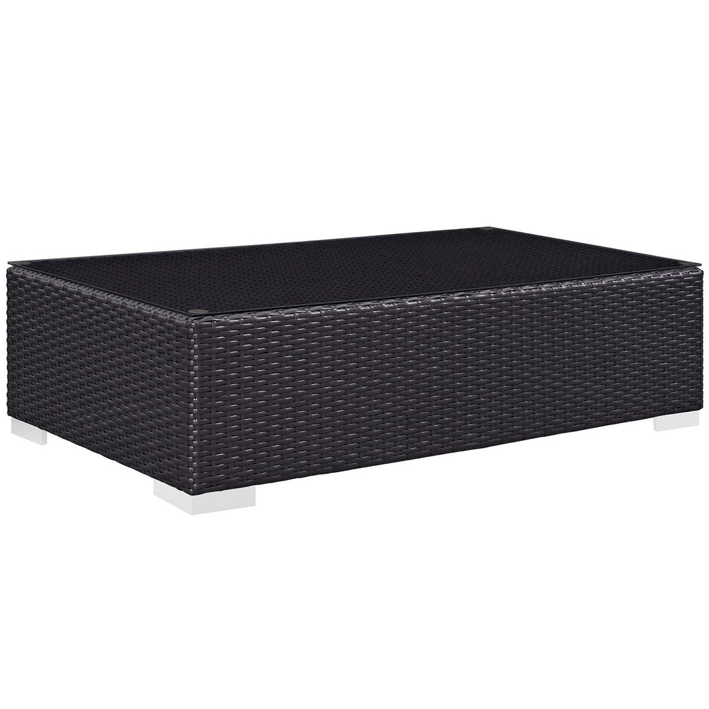 Convene 5 Piece Outdoor Patio Sectional Set - Espresso Mocha (Armless, Coffee Table, 2 Corners, Ottoman)