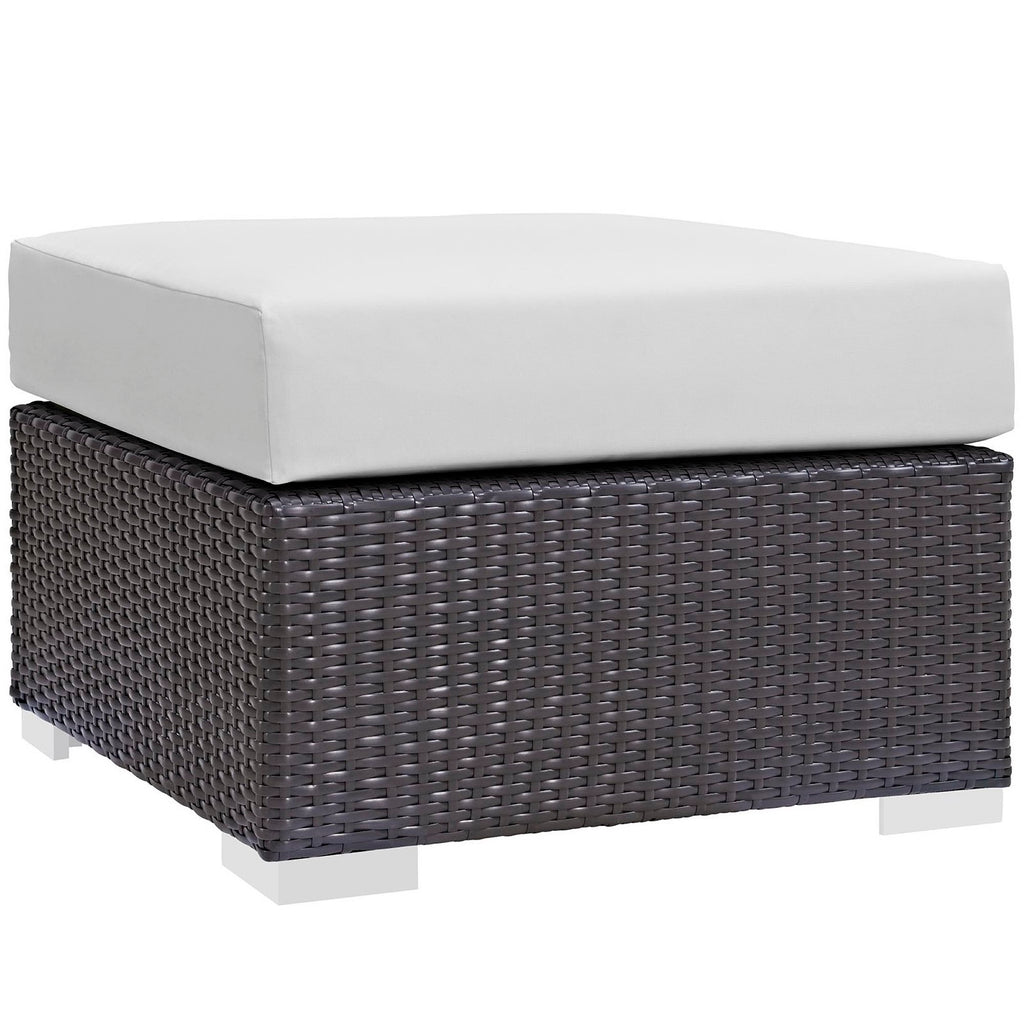 Convene 5 Piece Outdoor Patio Sectional Set - Espresso White (Armless, Coffee Table, 2 Corners, Ottoman)