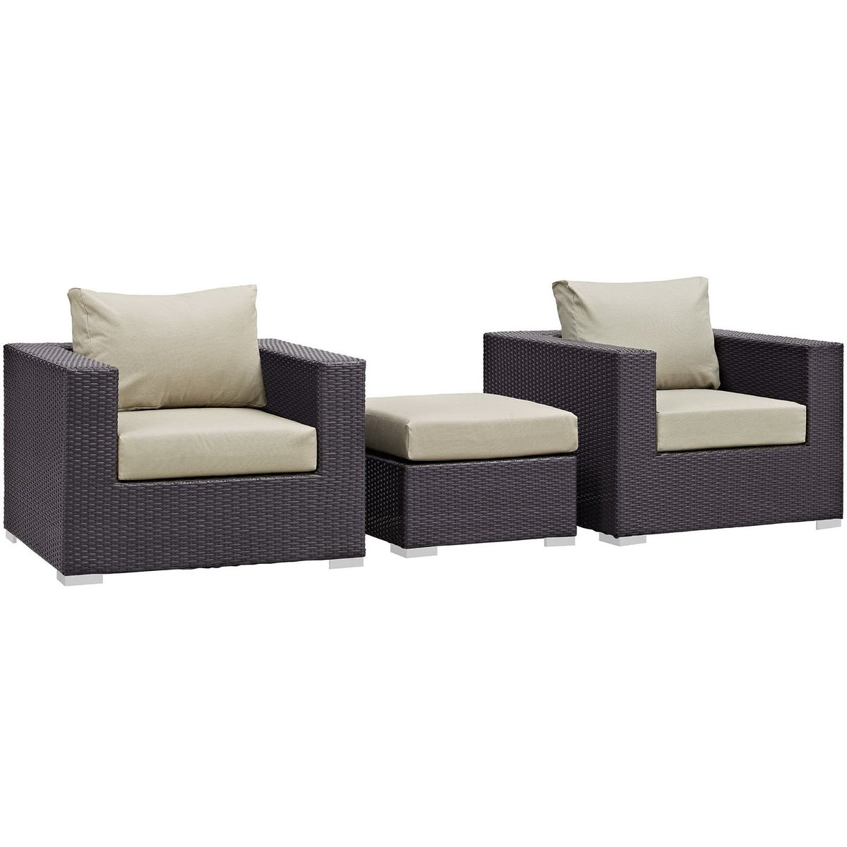 Convene 3 Piece Outdoor Patio Sofa Set - Espresso Beige