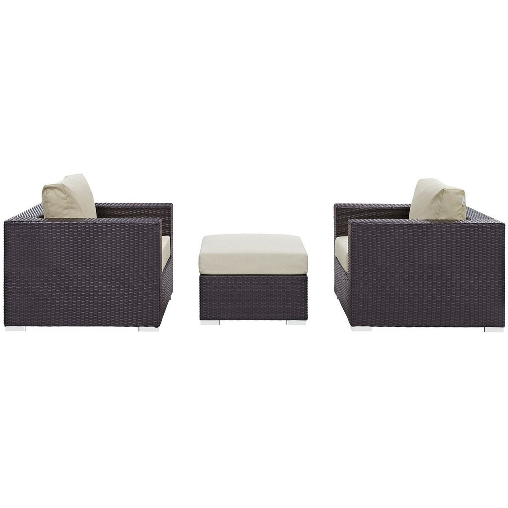 Convene 3 Piece Outdoor Patio Sofa Set - Espresso Beige