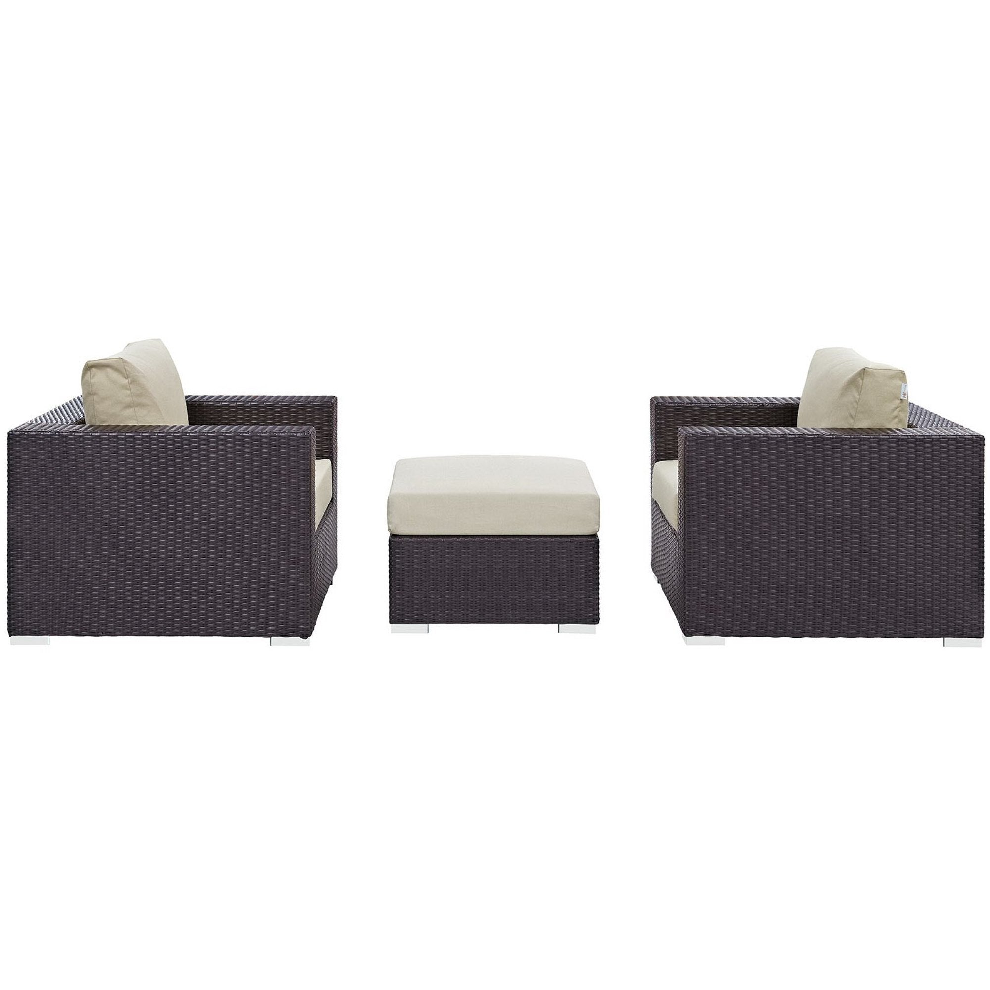 Convene 3 Piece Outdoor Patio Sofa Set - Espresso Beige