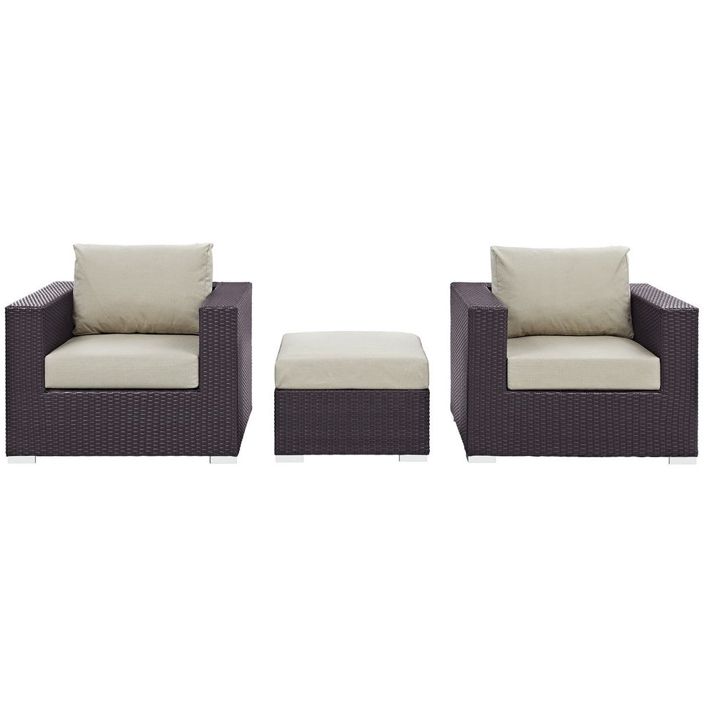 Convene 3 Piece Outdoor Patio Sofa Set - Espresso Beige