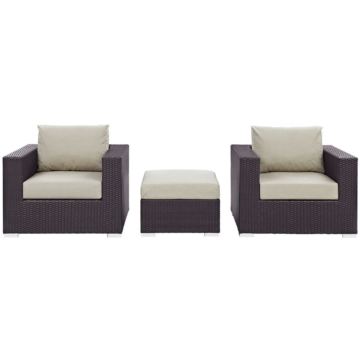Convene 3 Piece Outdoor Patio Sofa Set - Espresso Beige