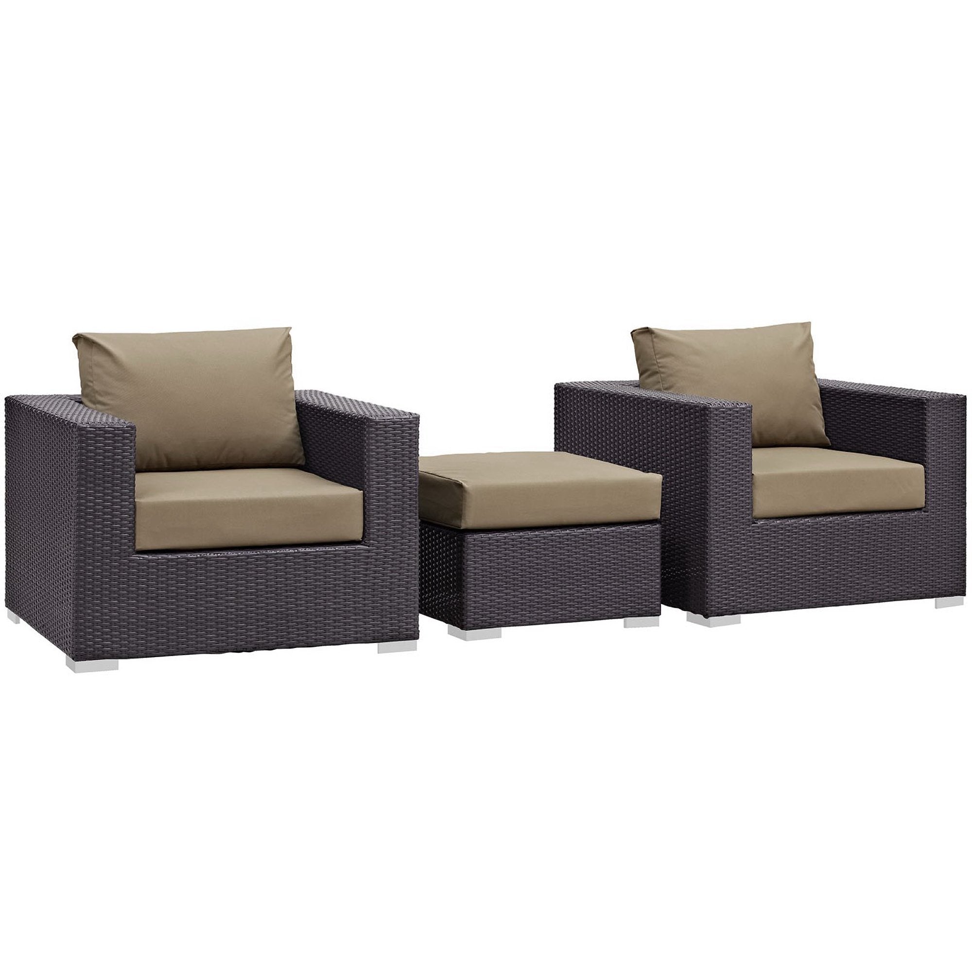 Convene 3 Piece Outdoor Patio Sofa Set - Espresso Mocha