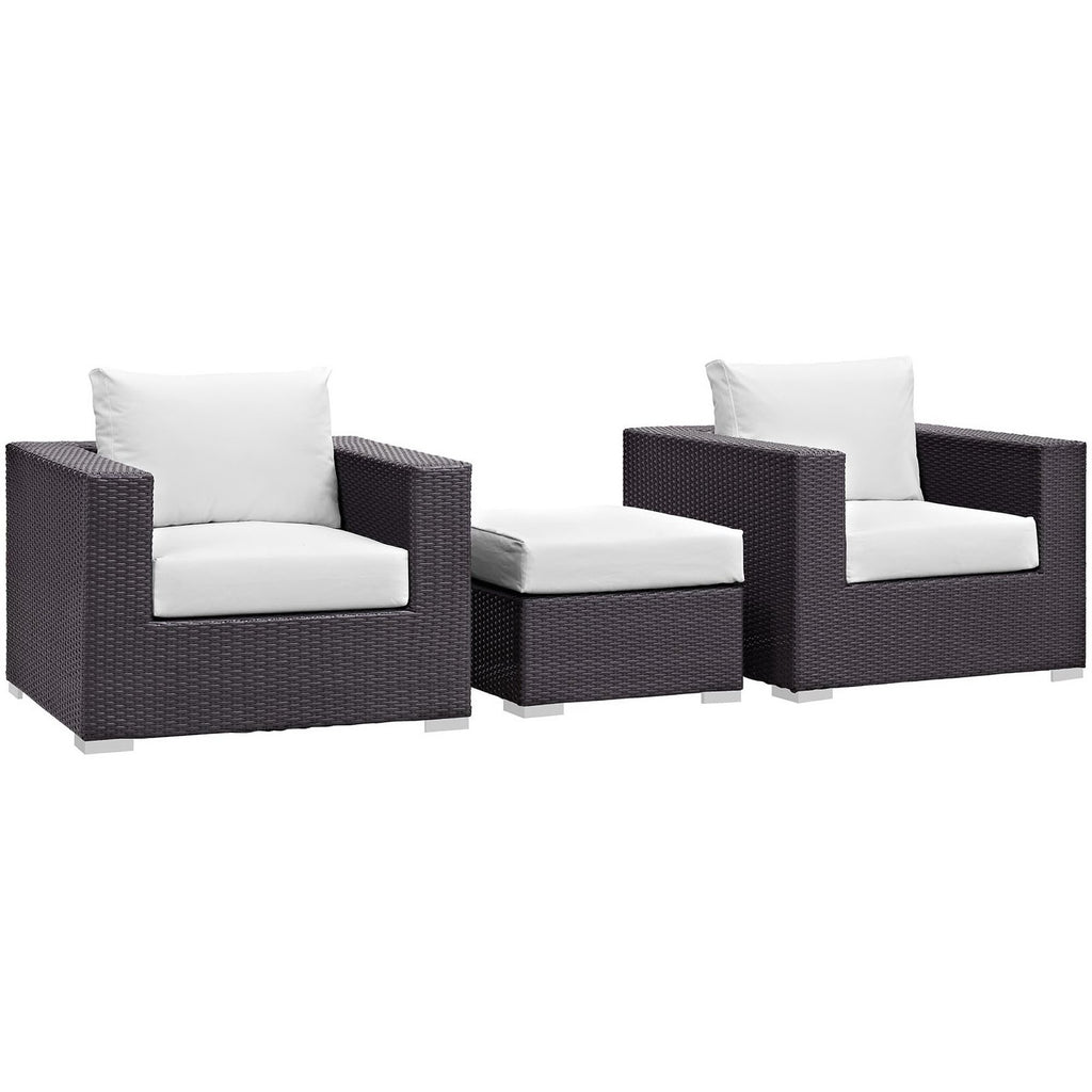 Convene 3 Piece Outdoor Patio Sofa Set - Espresso White